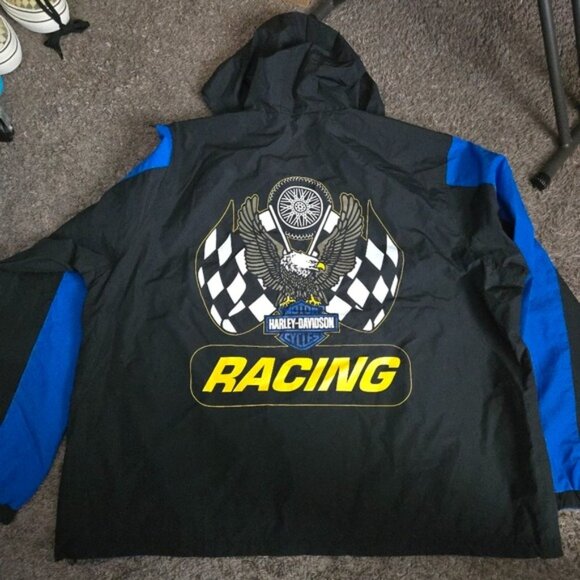 Harley-Davidson Black and Blue Racing Hoodie Men 3XL Reversible 012026 - Picture 9 of 10